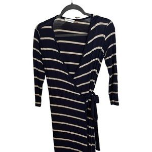 CK wrap dress size 2 navy stripe